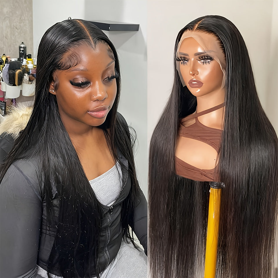 KLAMAN Bone Straight Wig | 40" 220% Density 13x4 Transparent Lace Front | Brazilian Human Hair