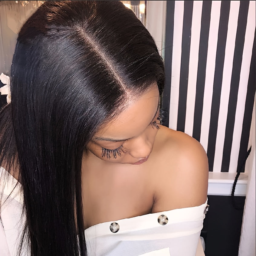 KLAMAN Bone Straight Wig | 40" 220% Density 13x4 Transparent Lace Front | Brazilian Human Hair