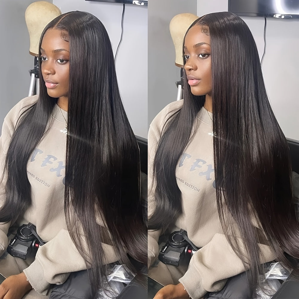 KLAMAN Bone Straight Wig | 40" 220% Density 13x4 Transparent Lace Front | Brazilian Human Hair
