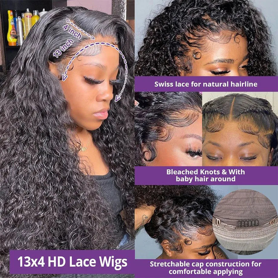230 Density Frontal Lace Wigs Human Hair Curly Wigs For women Deep Wave 13x6 Hd Lace Frontal Wig 13x4 Water Wave Lace Front Wig