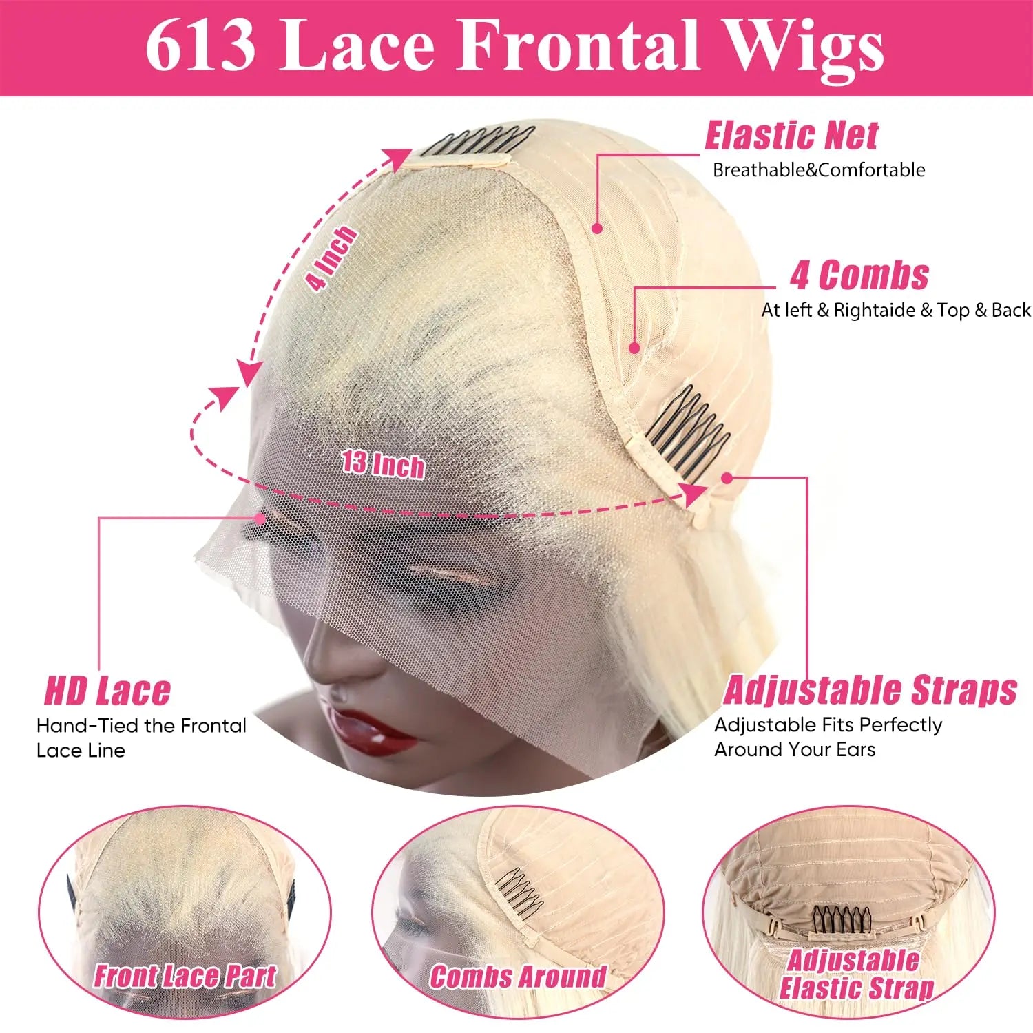 KLAMAN 613 Blonde Straight Lace Front Wig | 13x4 & 5x5 | 100% Human Hair