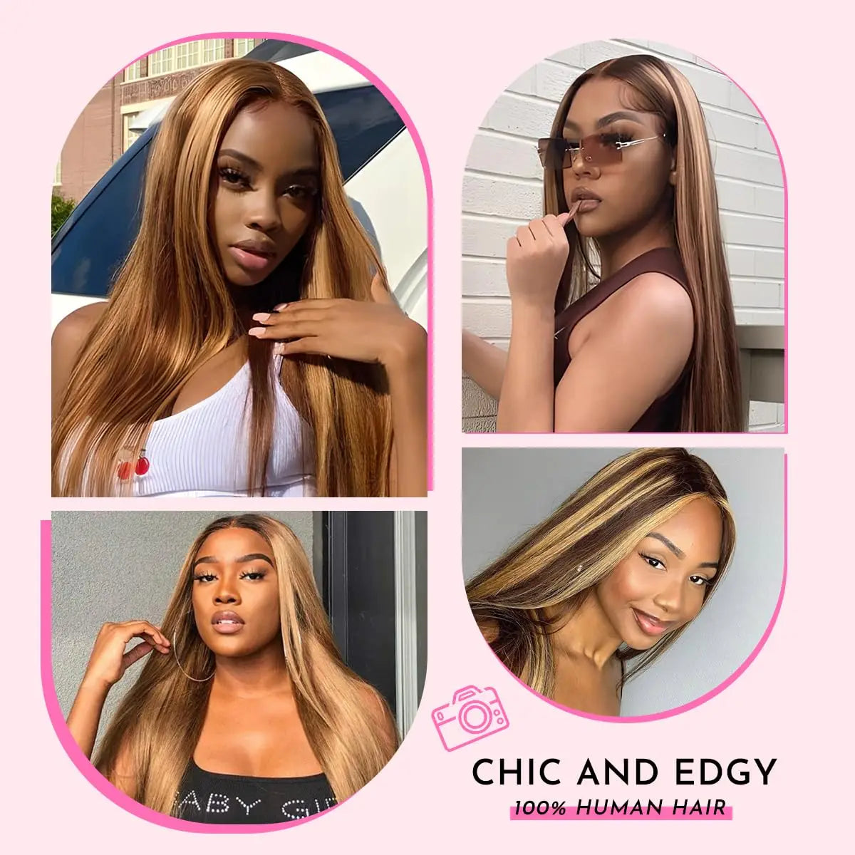 KLAMAN P4/27 Highlight Ombre Blonde Straight Wig | 30" 13x4 HD Lace Front | Brazilian Human Hair