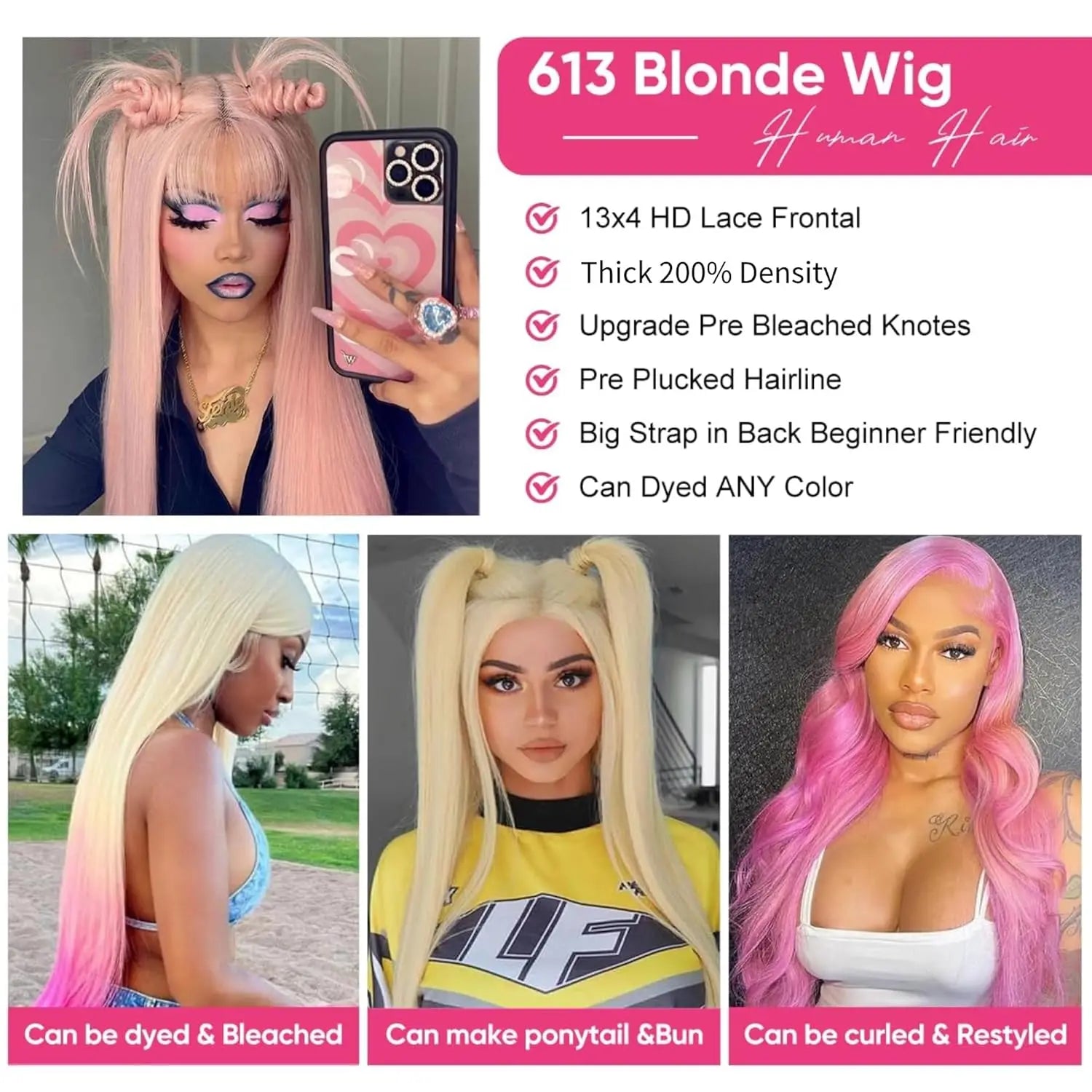 KLAMAN 613 Blonde Straight Lace Front Wig | 13x4 & 5x5 | 100% Human Hair