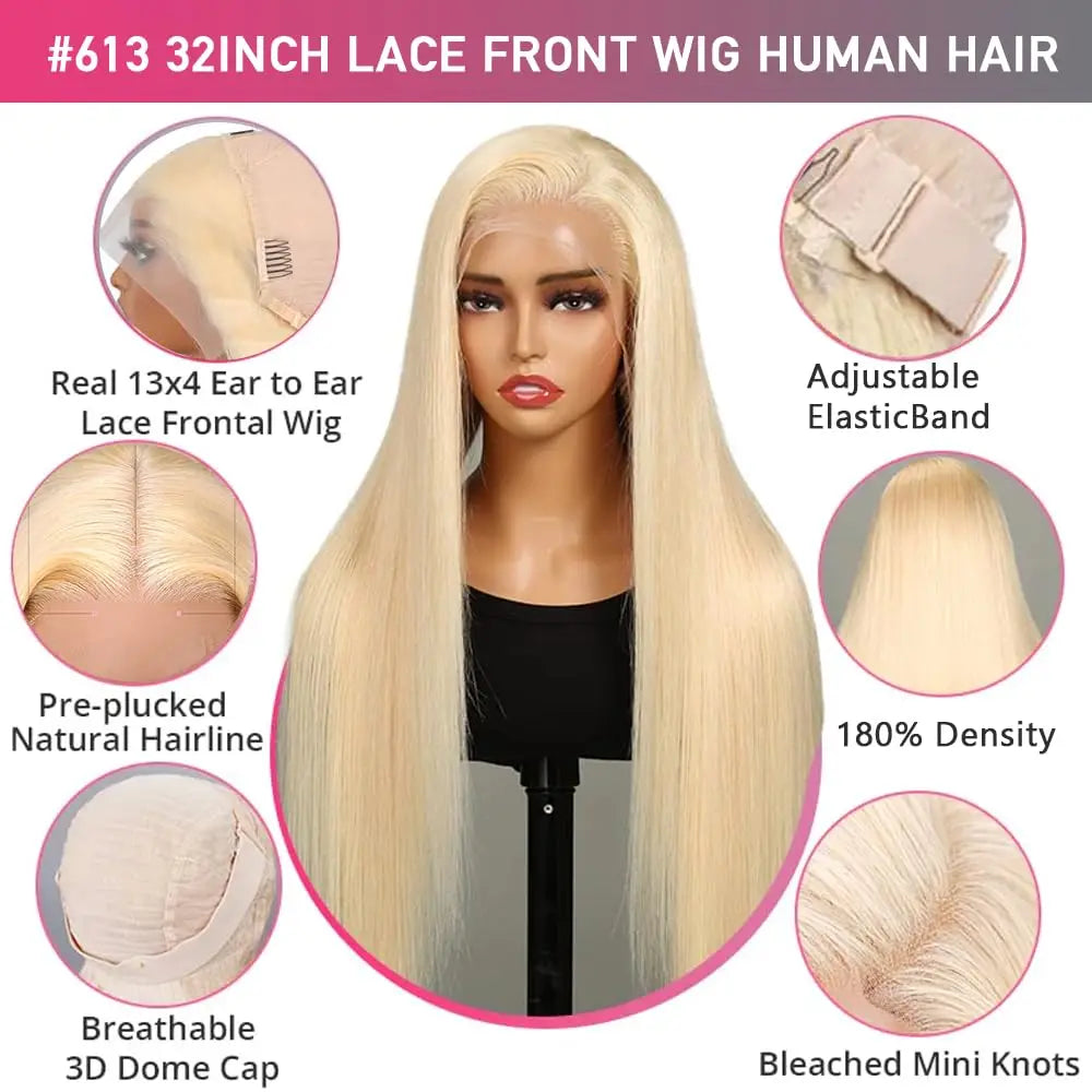 KLAMAN 613 Blonde Straight Lace Front Wig | 13x4 & 5x5 | 100% Human Hair