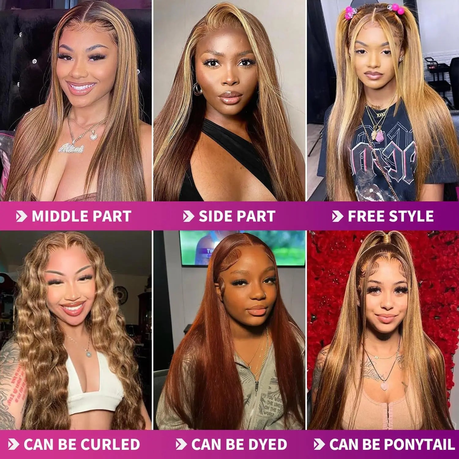 P4/27 Highlight Omber Blonde Colored Wigs Human Hair 30 Inch High Density 13x4 Bone Straight Lace Front Wig Human Hair Brazilian
