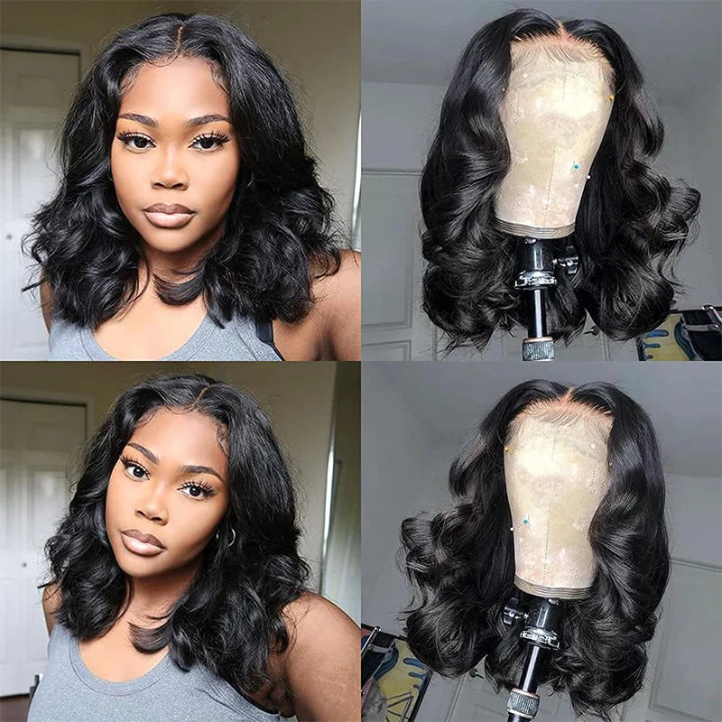 KLAMAN Body Wave Bob Wig | 16" 200% Density 13x4 HD Lace Front | Brazilian Remy Human Hair