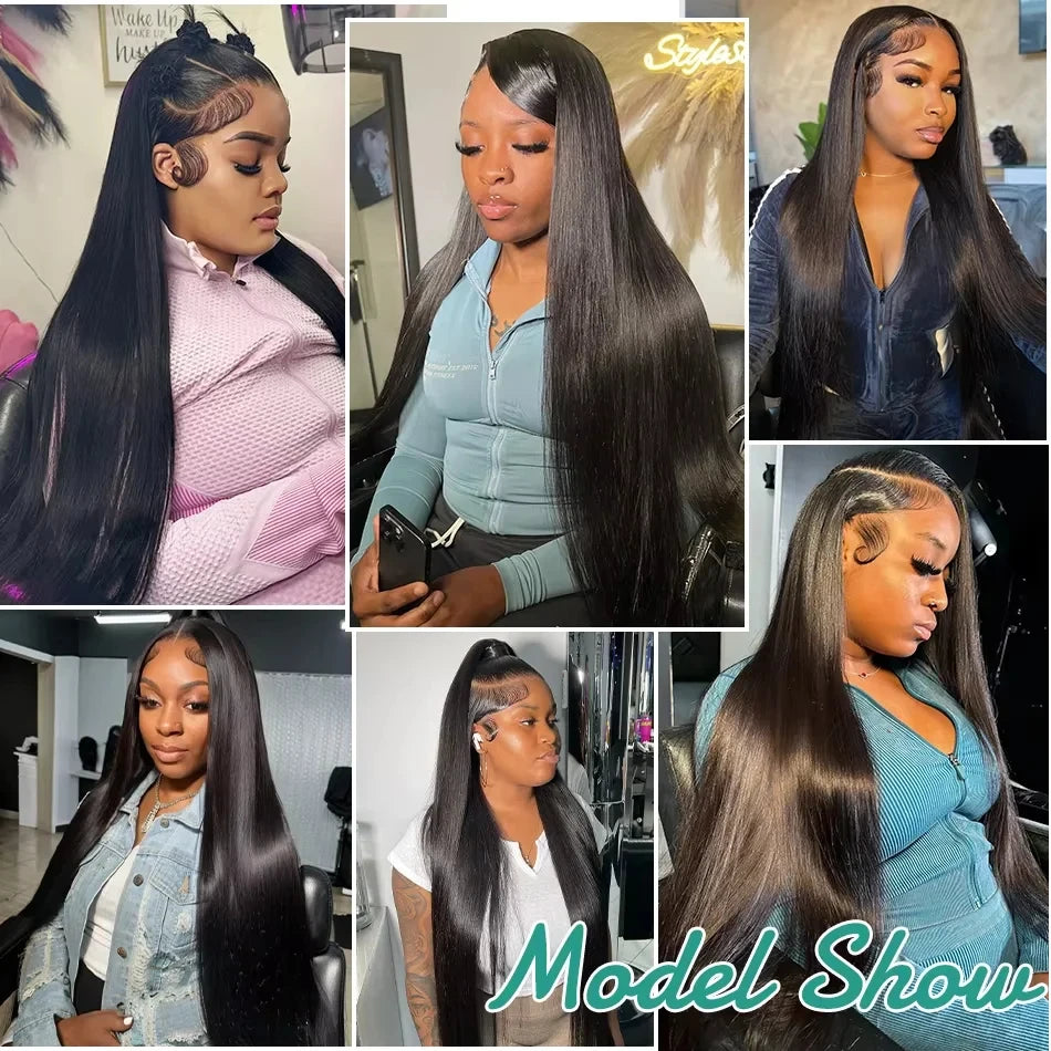 KLAMAN Bone Straight Wig | 38-40" Malaysia Human Hair | 13x4 & 13x6 HD Lace Front | 260% Density
