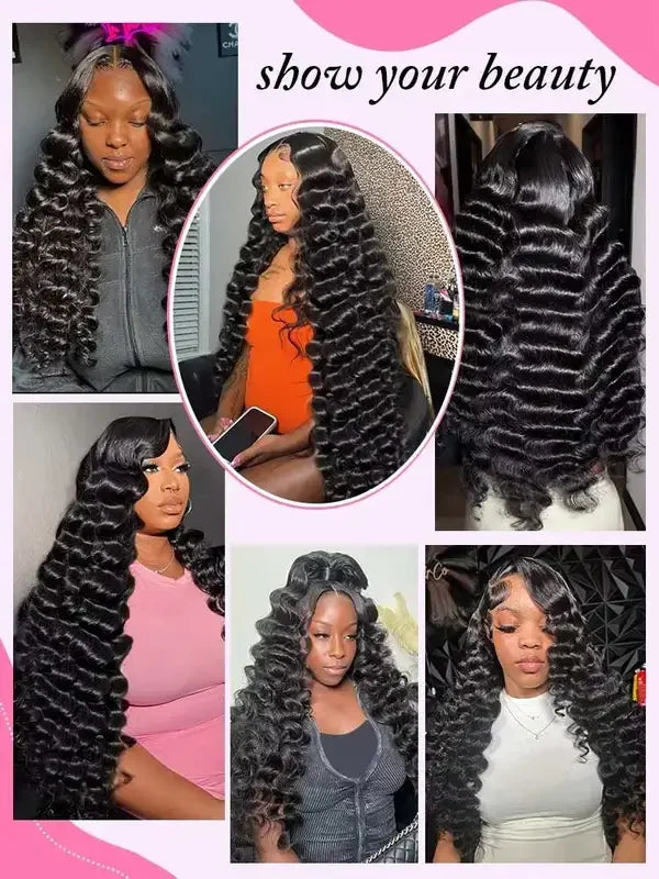 13x6 HD Lace Loose Deep Wave Frontal Wigs 250% Transparent 30 40 Inch 13x4 Deep Water Wave Curly Lace Front Human Hair Wigs