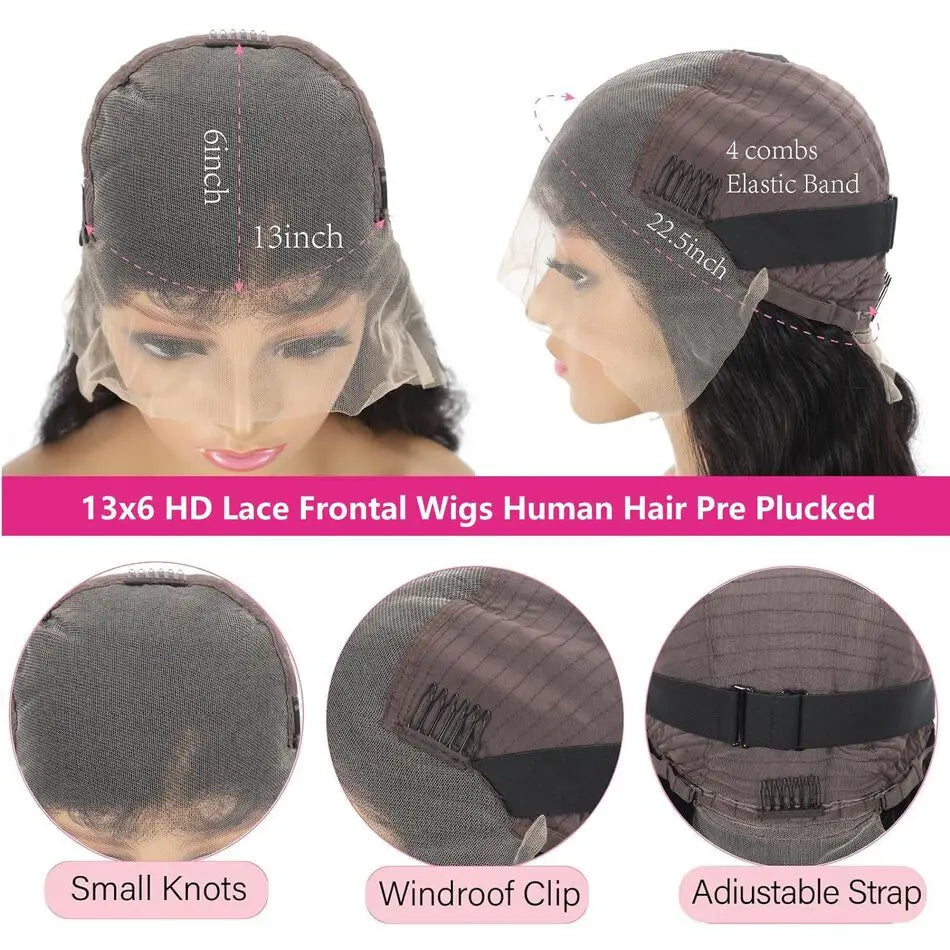 KLAMAN Natural Black Body Wave Wig | 13x4 & 13x6 HD Lace Front | Brazilian Human Hair