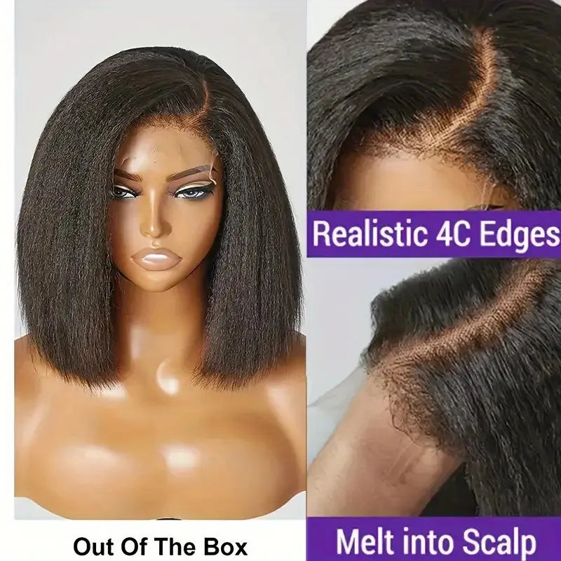KLAMAN Yaki Straight Wig | 13x4 HD Lace & 5x5 No-Glue | Short Natural Human Hair