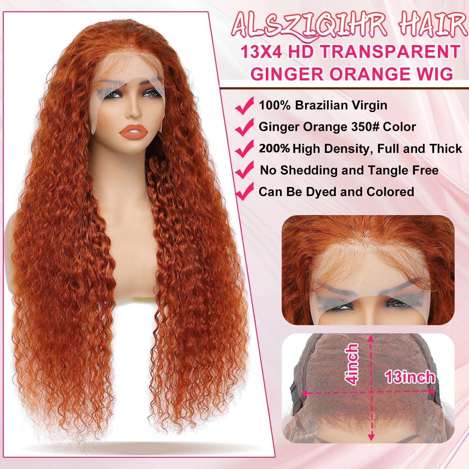 KLAMAN Ginger Deep Wave Wig #350 | 13x6 HD Lace Front | 200% Density Brazilian Human Hair