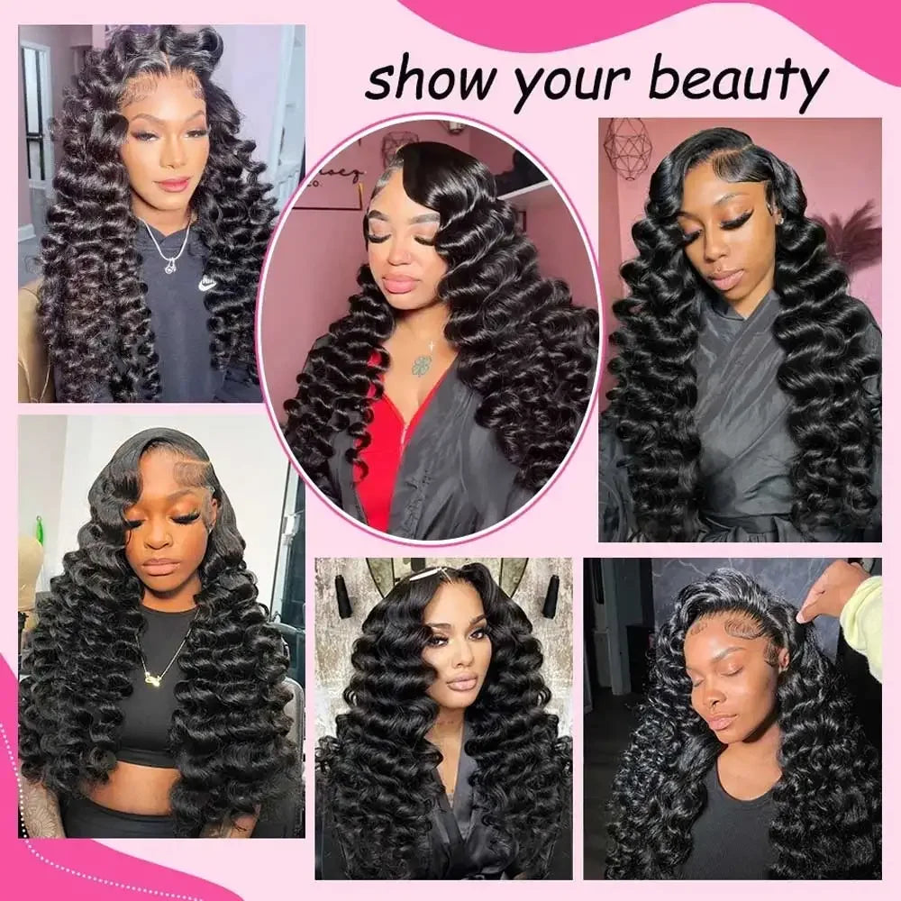 13x6 HD Lace Loose Deep Wave Frontal Wigs 250% Transparent 30 40 Inch 13x4 Deep Water Wave Curly Lace Front Human Hair Wigs