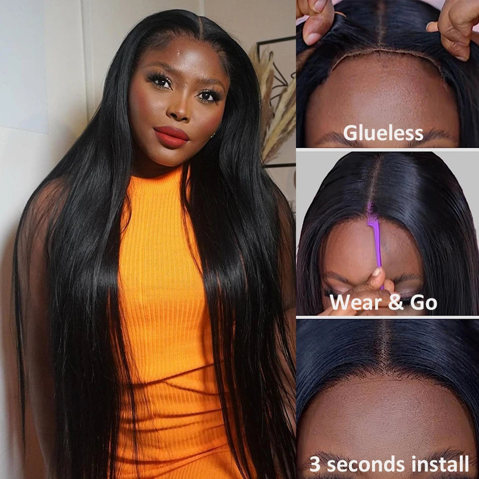 KLAMAN Straight Lace Front Wig | 13x6 & 13x4 HD Lace | Glueless 30-40" Brazilian Human Hair