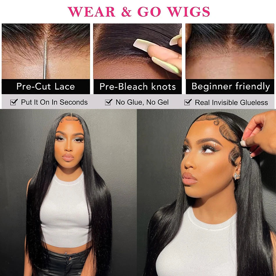 KLAMAN Straight Lace Front Wig | 13x6 & 13x4 HD Lace | Glueless 30-40" Brazilian Human Hair