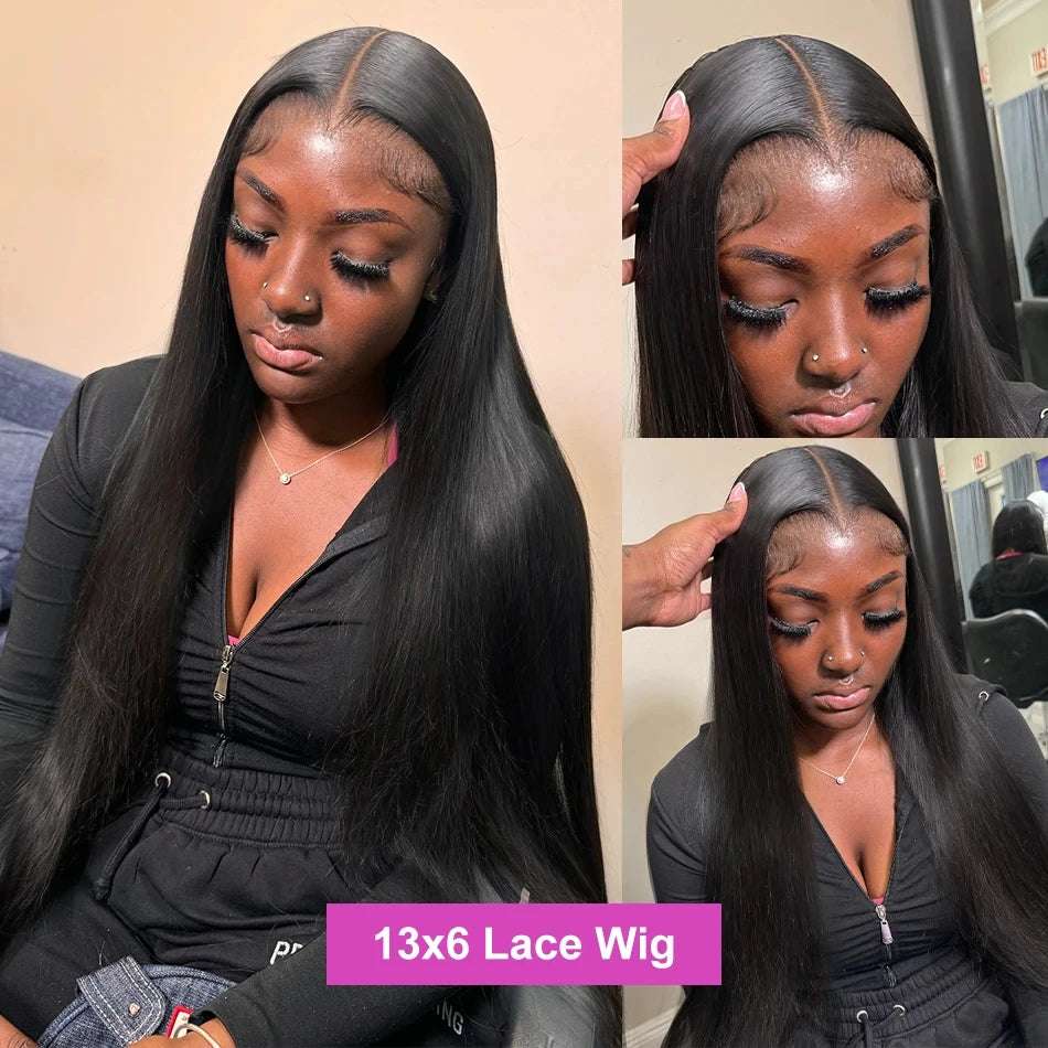 KLAMAN Bone Straight Wig | 38-40" Malaysia Human Hair | 13x4 & 13x6 HD Lace Front | 260% Density