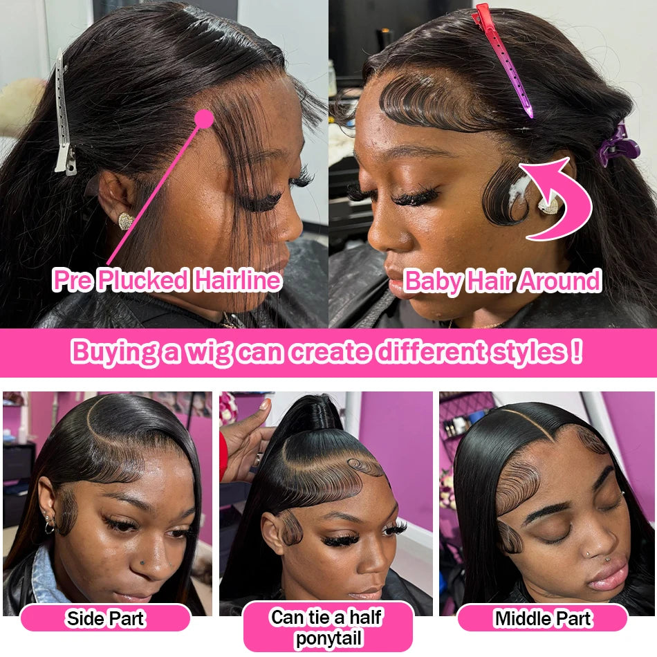 KLAMAN Bone Straight Wig | 38-40" Malaysia Human Hair | 13x4 & 13x6 HD Lace Front | 260% Density