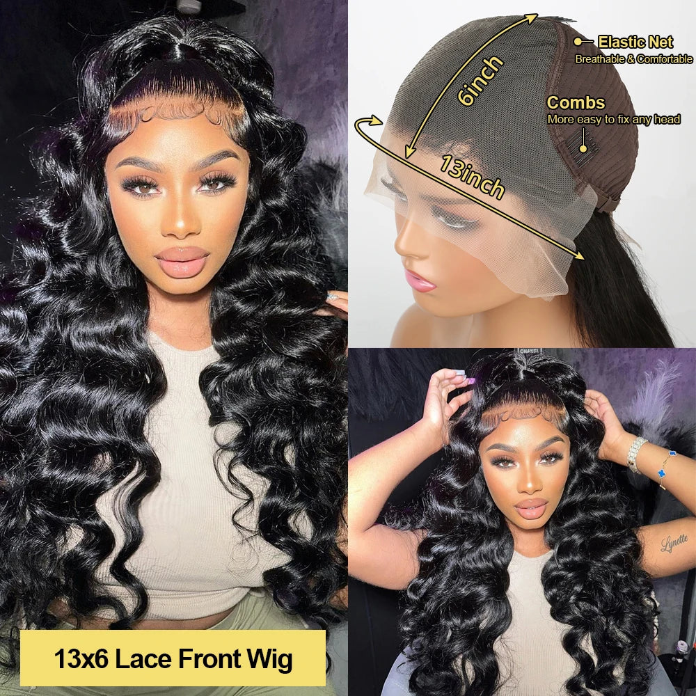 KLAMAN Loose Deep Wave Wig | 13x6 & 360 HD Lace | 220% Density Brazilian Human Hair