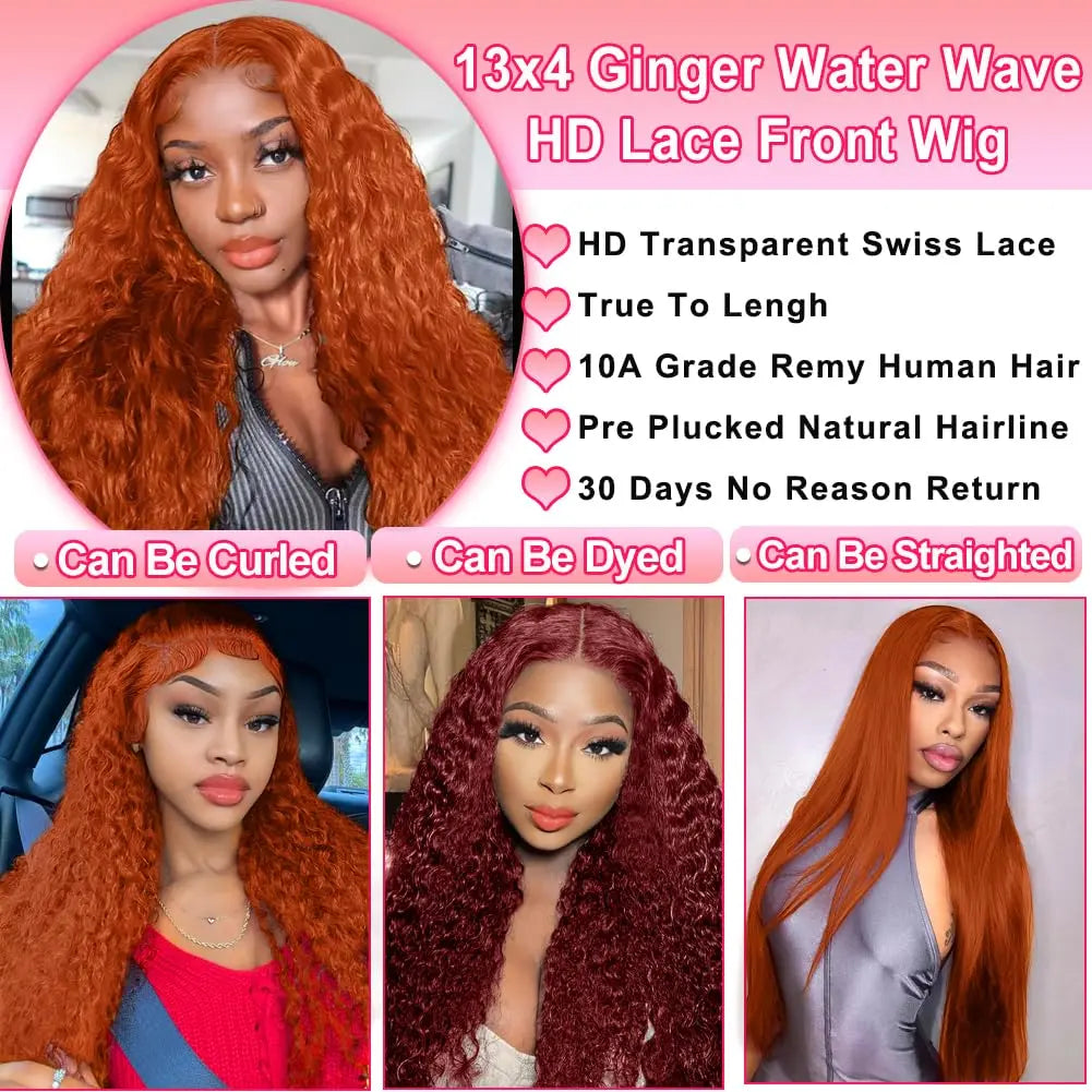 KLAMAN Ginger Deep Wave Wig #350 | 13x6 HD Lace Front | 200% Density Brazilian Human Hair