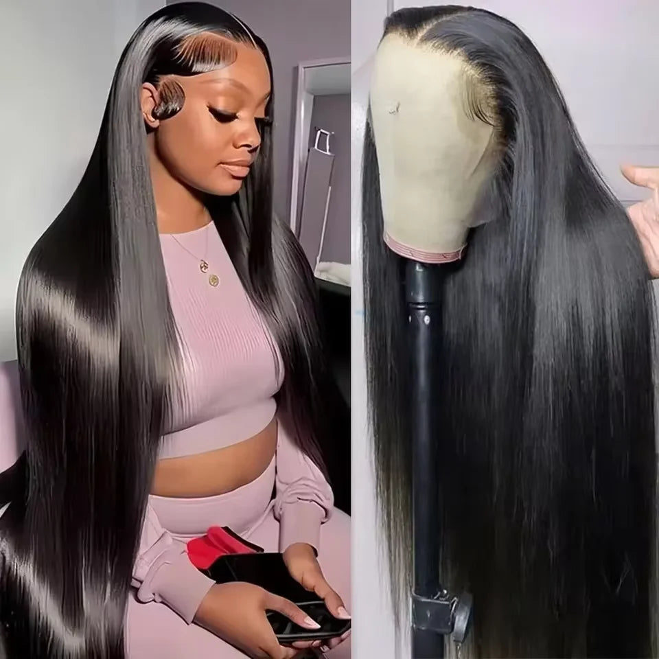 30 40 42 Inch Bone Straight Hd Lace Frontal Wig 13X4 Transparent Lace Front Pre Plucked 100% Human Hair For Women With Baby Hair