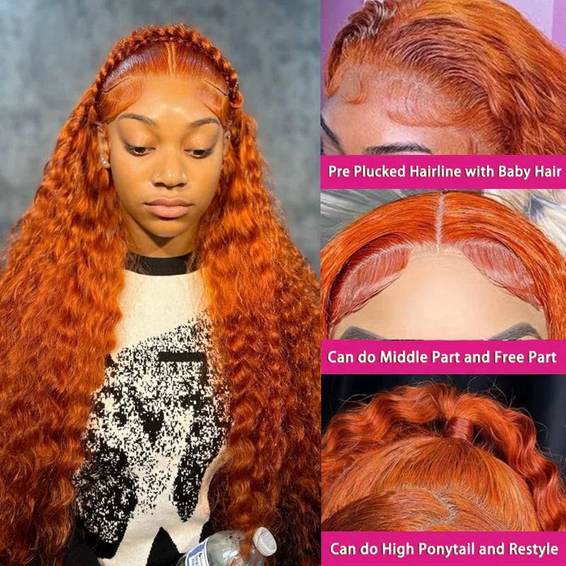 KLAMAN Ginger Water Wave Wig #350 | 13x4 & 13x6 HD Transparent Lace | Brazilian Human Hair