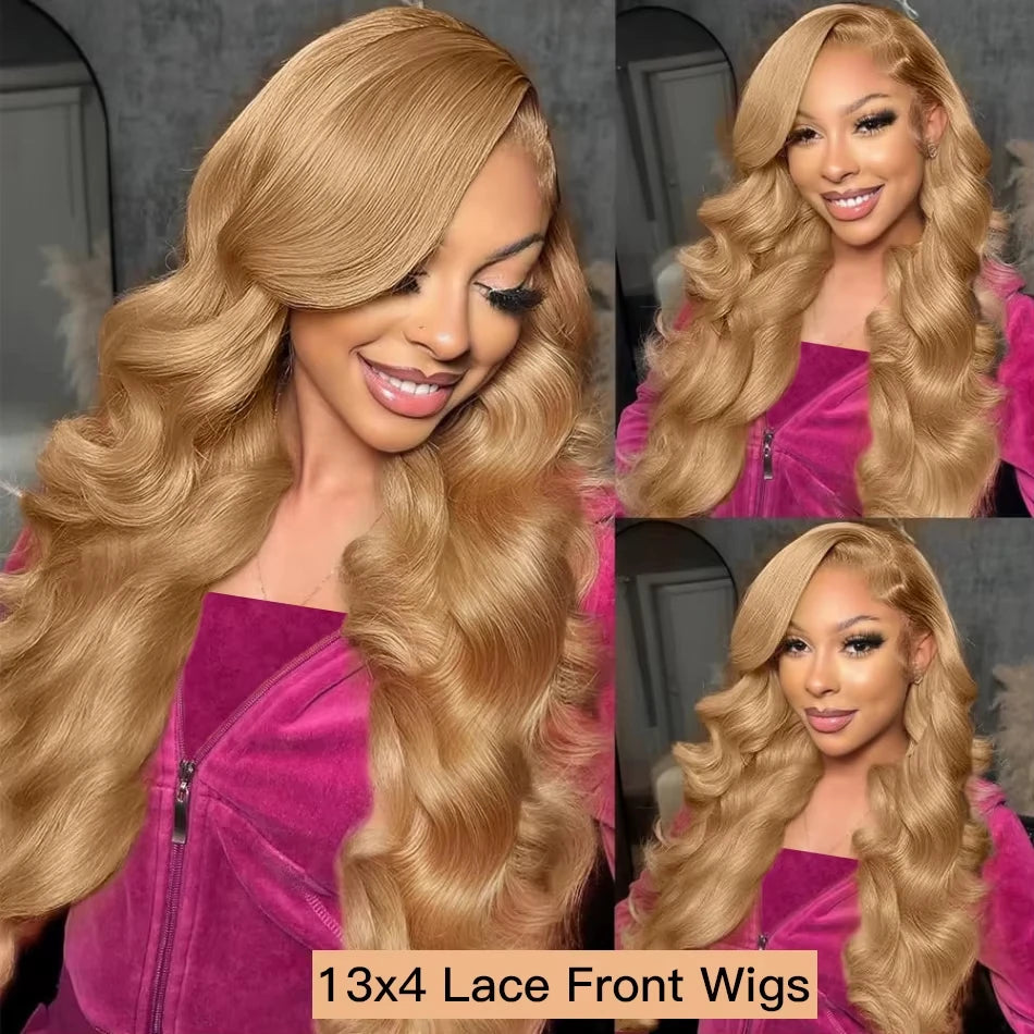 KLAMAN Honey Blonde Body Wave Wig #27 | 13x6 HD Lace Front | 210% Density Brazilian Human Hair
