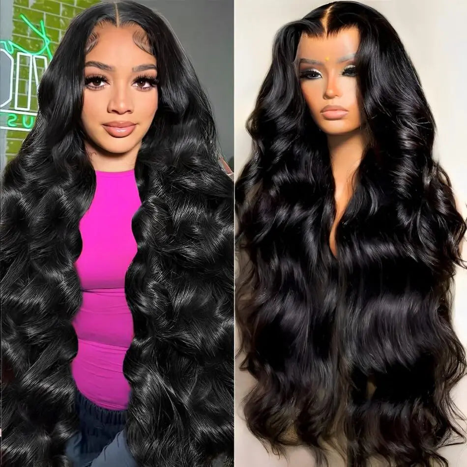KLAMAN Natural Black Body Wave Wig | 13x4 & 13x6 HD Lace Front | Brazilian Human Hair