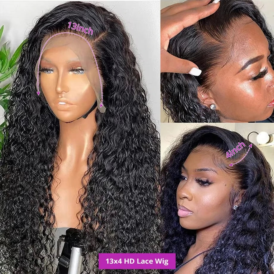 KLAMAN Deep Wave Lace Front Wig | 30" HD Lace 13x4 & 13x6 | Water Wave Curly Human Hair