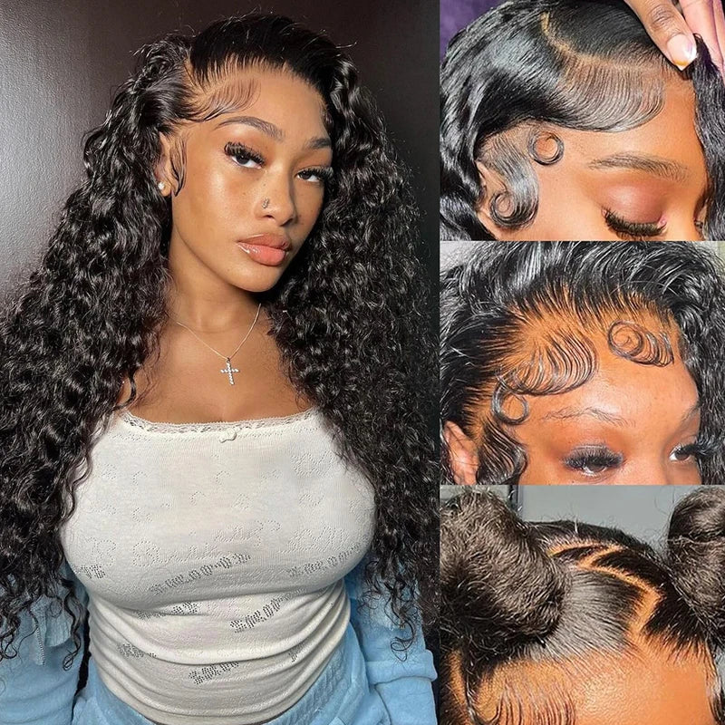 KLAMAN Water Wave Wig | 13x6 HD Lace Front | Wet & Wavy Deep Curly Human Hair with Baby Hair