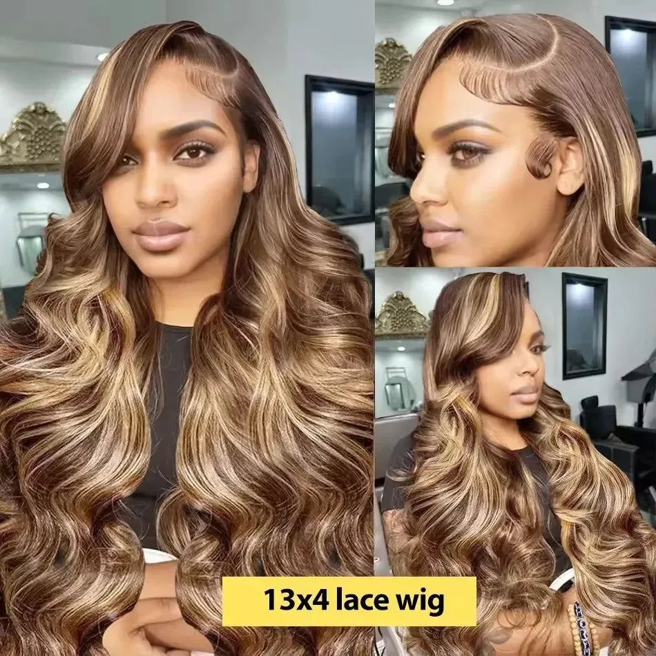 KLAMAN Highlight Ombre Body Wave Wig | 38" 250% Density 13x6 HD Lace | #427 Human Hair