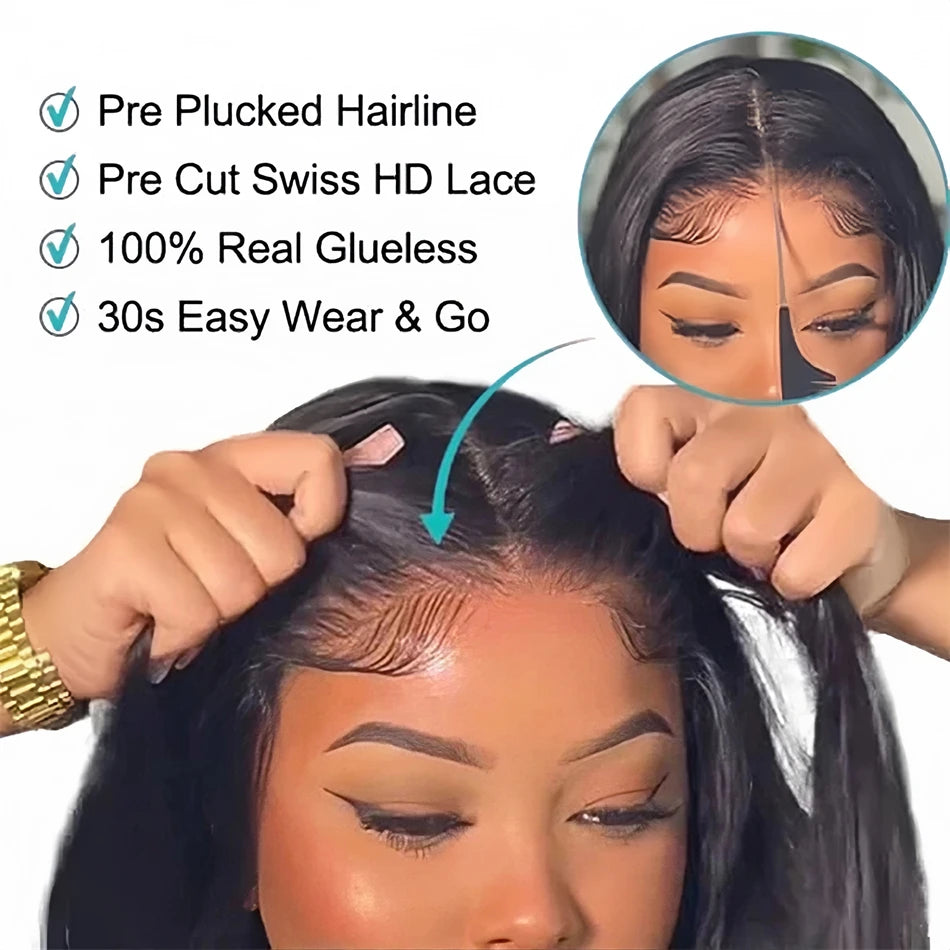 KLAMAN Glueless Bone Straight Wig | 30" Pre-Cut 4x4 & 5x5 HD Lace | 100% Human Hair Ready to Wear