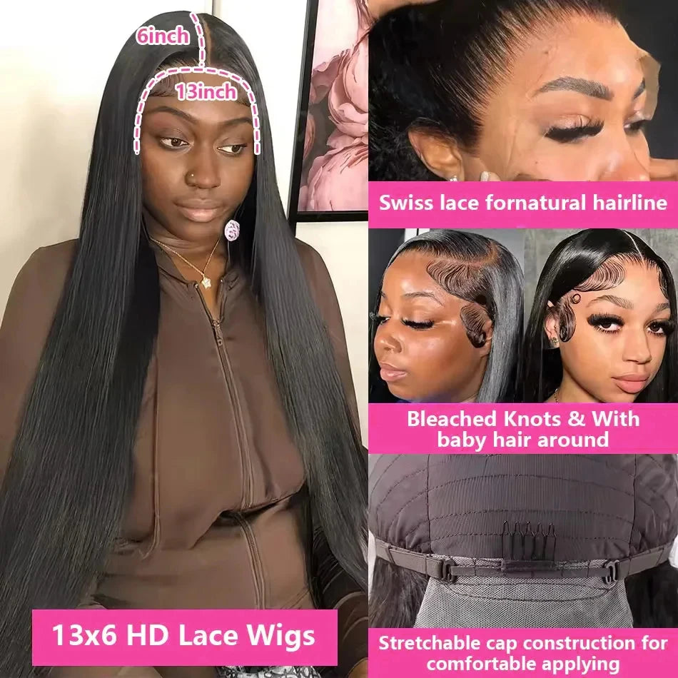 KLAMAN Bone Straight Wig | 38-40" 260% Density 13x6 HD Lace | Malaysia Human Hair