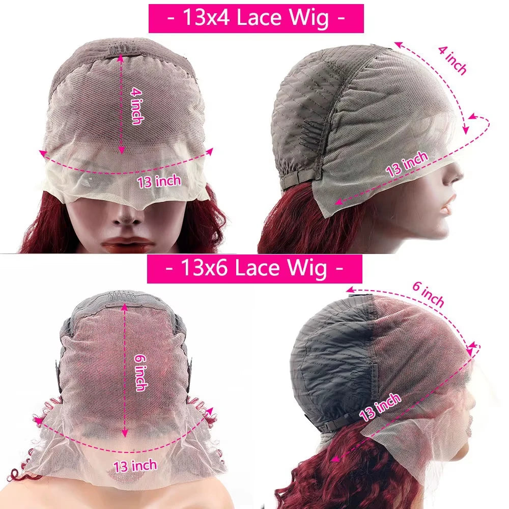 99j Burgundy 13x6 HD Lace Frontal Human Hair Wig 250 Density Body Wave 13x4 Lace Front Wigs Brazilian 100% Human Hair Wigs