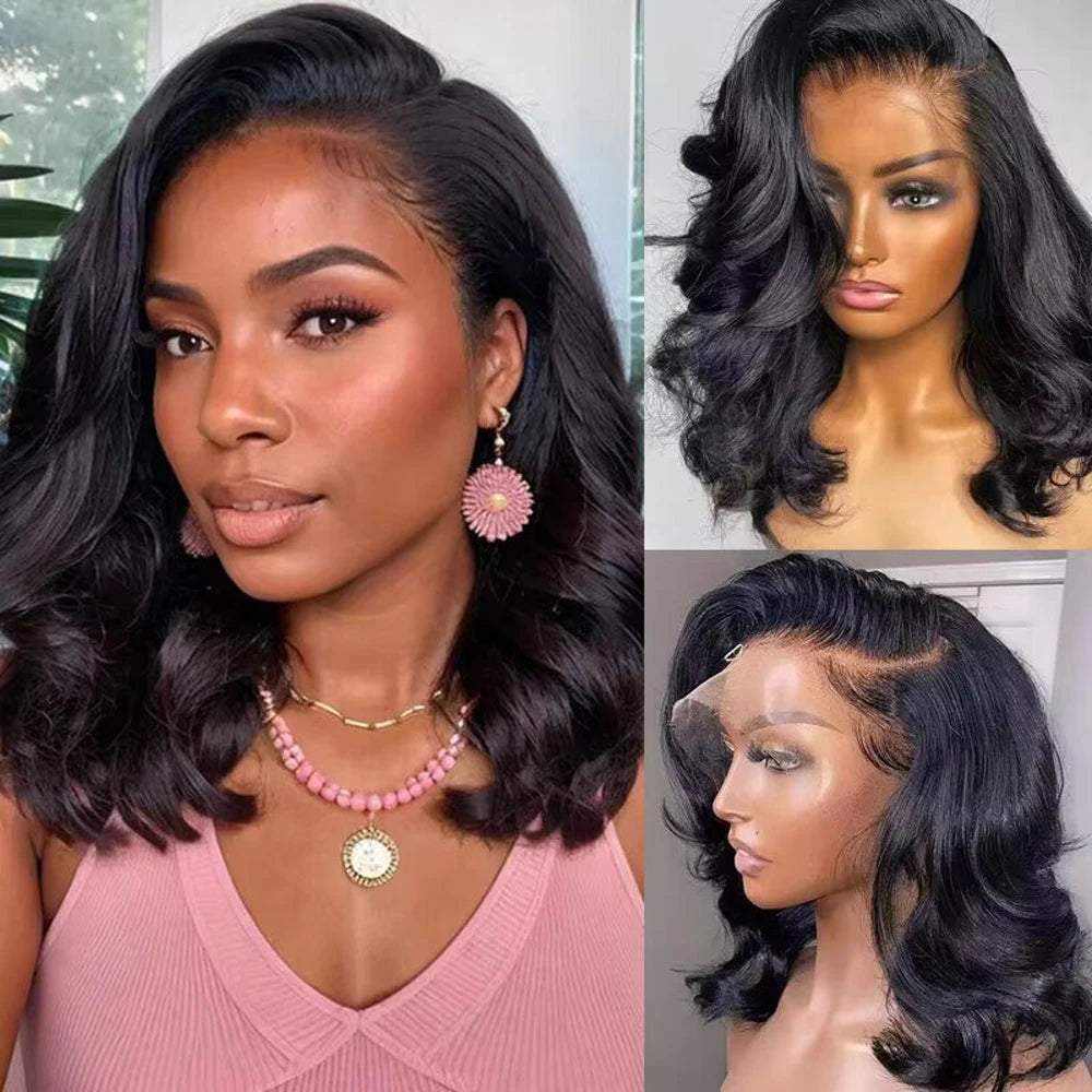 KLAMAN Body Wave Bob Wig | 16" 200% Density 13x4 HD Lace Front | Brazilian Remy Human Hair
