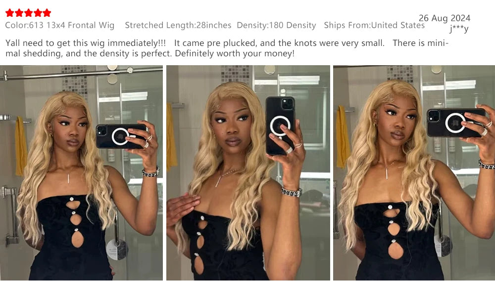 KLAMAN 613 Blonde Body Wave Wig | 13x6 HD Lace Front | 220% Density Brazilian Human Hair with Baby Hair
