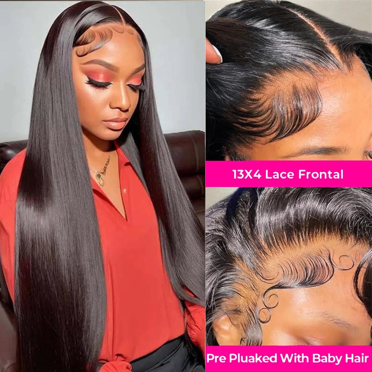 30 40 42 Inch Bone Straight Hd Lace Frontal Wig 13X4 Transparent Lace Front Pre Plucked 100% Human Hair For Women With Baby Hair