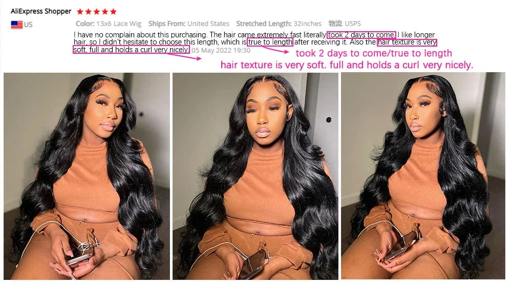 KLAMAN Body Wave Wig | 46" 200% Density 13x6 HD Transparent Lace | Brazilian Human Hair with Baby Hair
