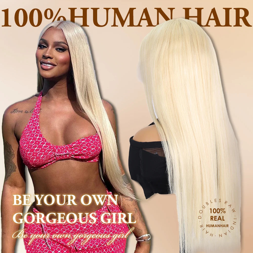 KLAMAN 613 Blonde Straight Wig | 40" 250% Density 13x6 HD Lace Front | Brazilian Human Hair