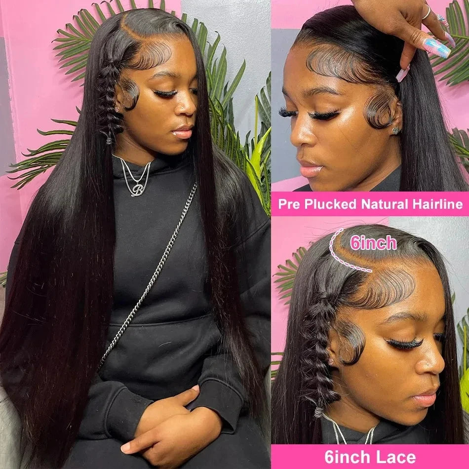 KLAMAN Bone Straight Wig | 38-40" Malaysia Human Hair | 13x4 & 13x6 HD Lace Front | 260% Density