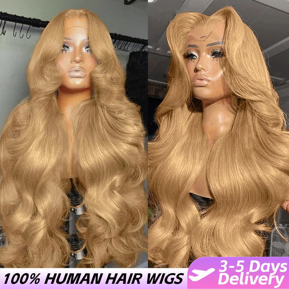 KLAMAN Honey Blonde Body Wave Wig #27 | 13x6 HD Lace Front | 210% Density Brazilian Human Hair