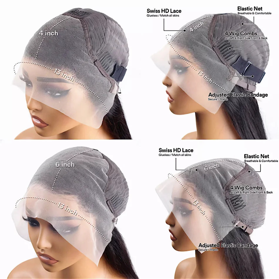 KLAMAN Bone Straight Wig | 40" 220% Density 13x4 Transparent Lace Front | Brazilian Human Hair