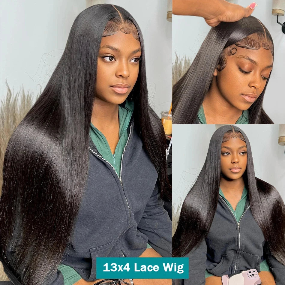 KLAMAN Bone Straight Wig | 38-40" Malaysia Human Hair | 13x4 & 13x6 HD Lace Front | 260% Density