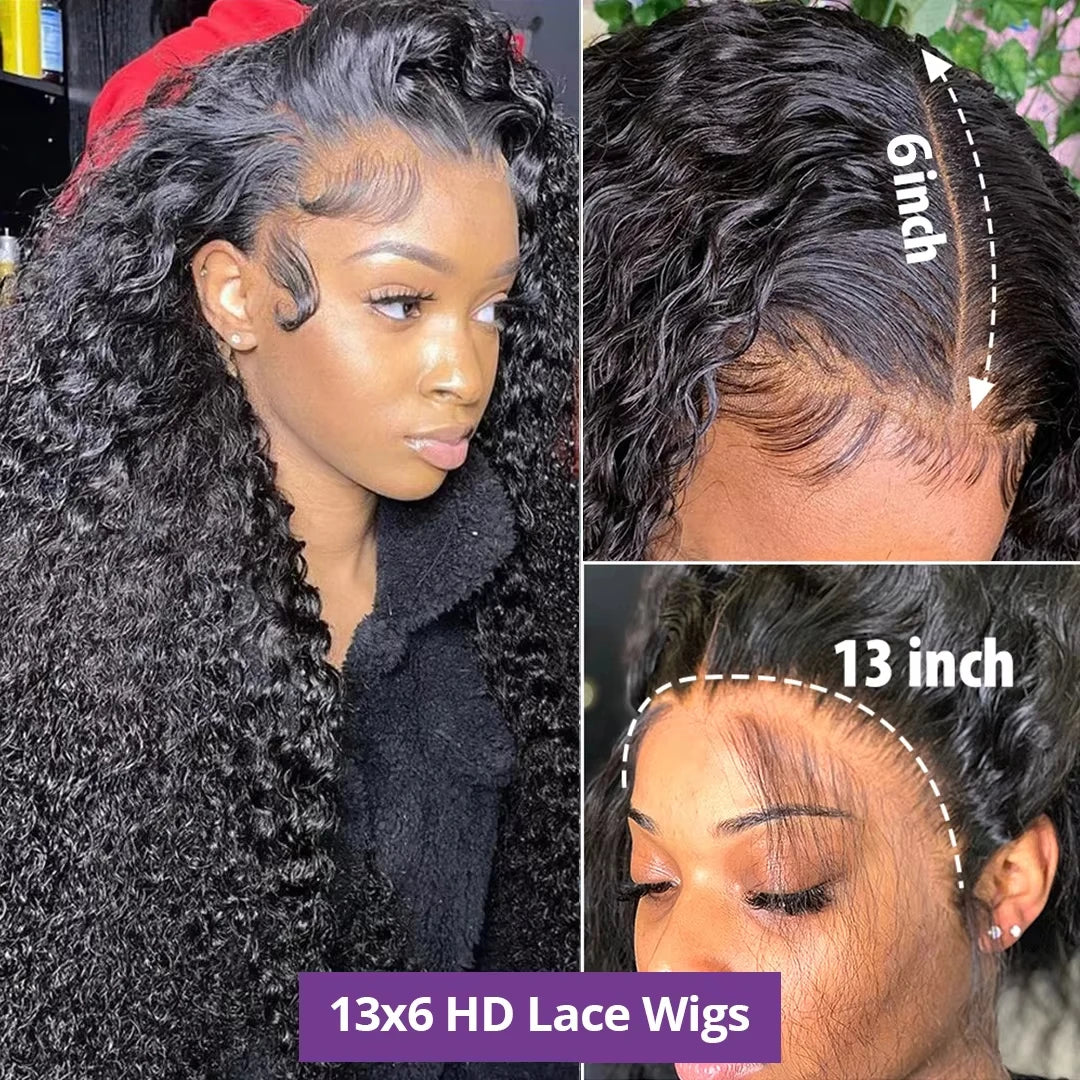 KLAMAN Deep Wave Lace Front Wig | 30" HD Lace 13x4 & 13x6 | Water Wave Curly Human Hair