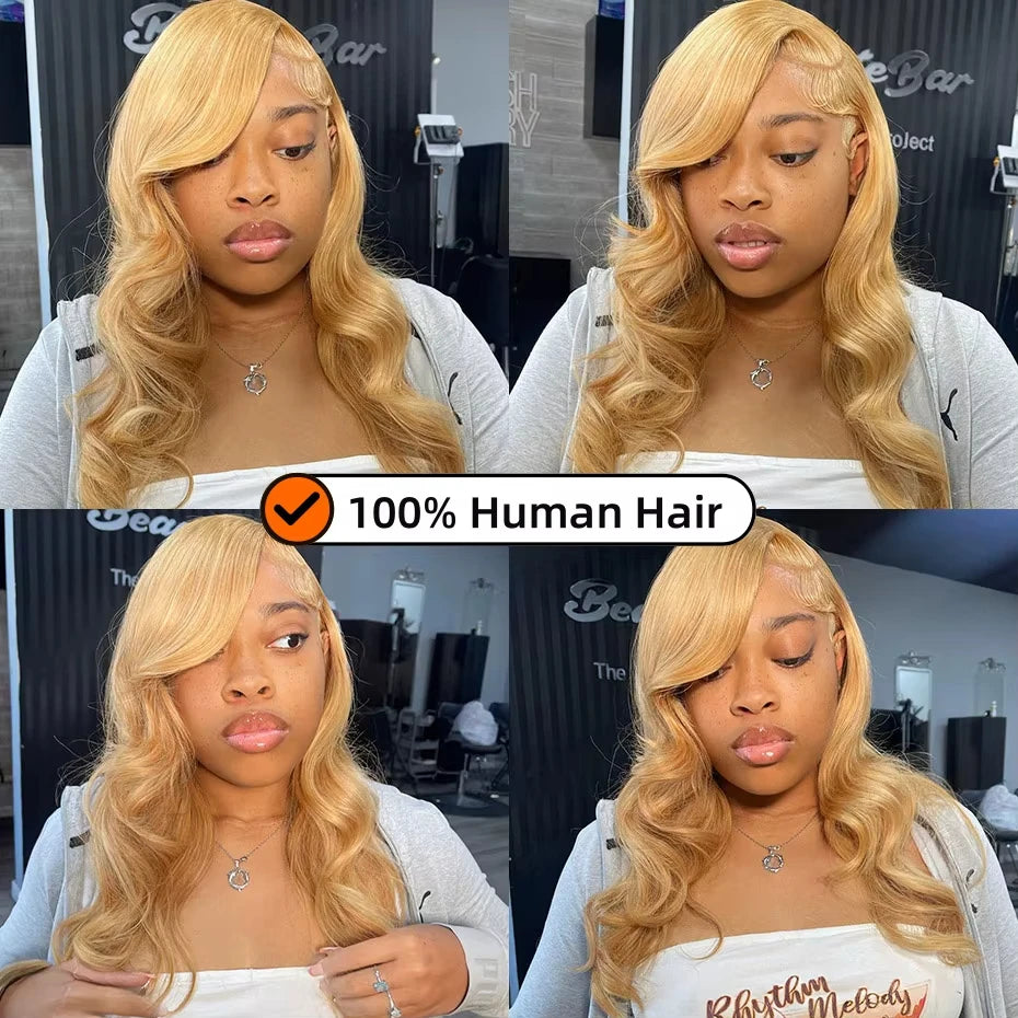 KLAMAN Honey Blonde Body Wave Wig #27 | 13x6 HD Lace Front | 210% Density Brazilian Human Hair