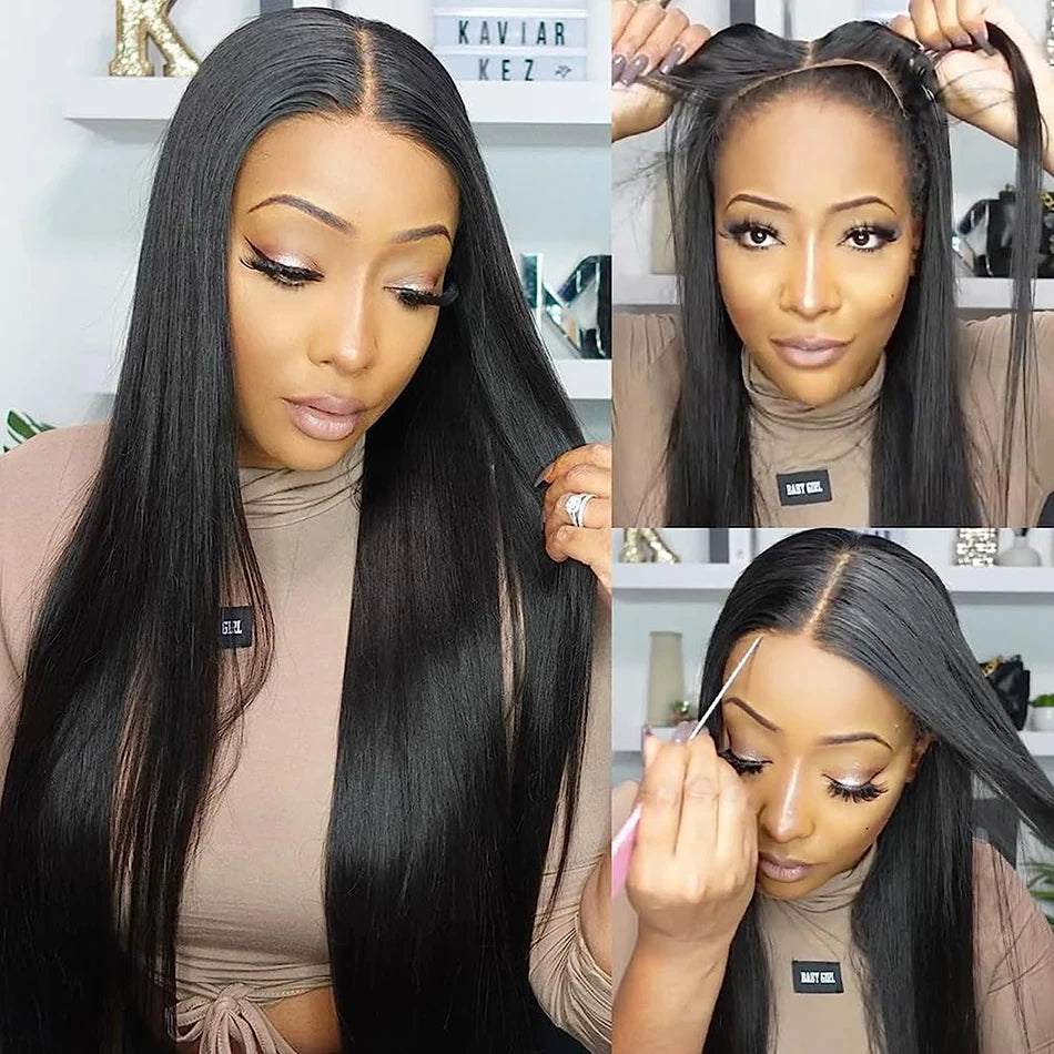 KLAMAN Straight Lace Front Wig | 13x6 & 13x4 HD Lace | Glueless 30-40" Brazilian Human Hair