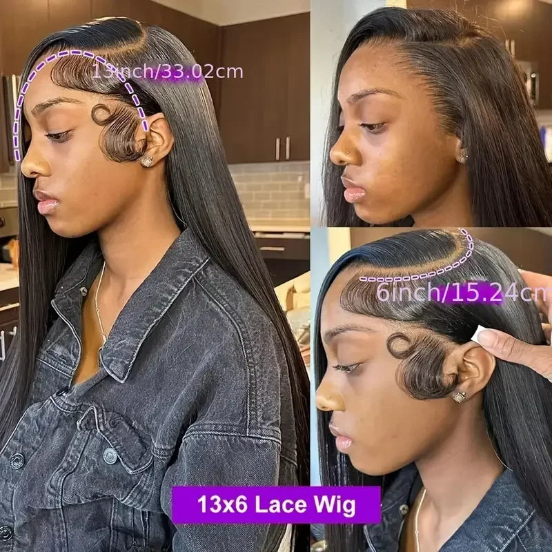 KLAMAN Bone Straight Wig | 40" 220% Density 13x4 Transparent Lace Front | Brazilian Human Hair