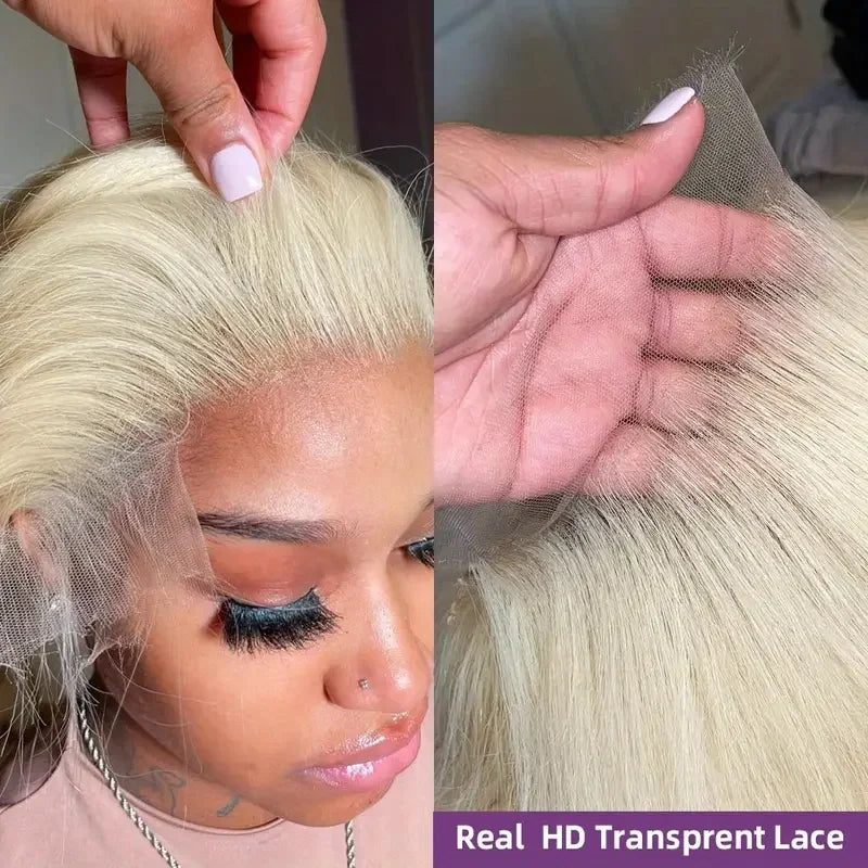 250% 40 Inch 613 Blonde Bone Straight Human Hair Wig Pre Plucked 13x6 Body Wave HD Lace Front Lace Frontal Wig Human Hair Wigs