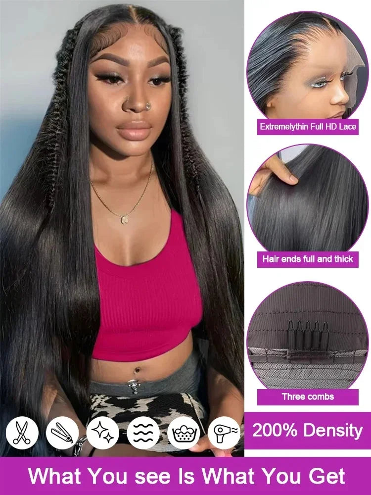 KLAMAN Bone Straight Wig | 13x4 & 13x6 & 360 HD Lace Front | 30-40" Brazilian Human Hair