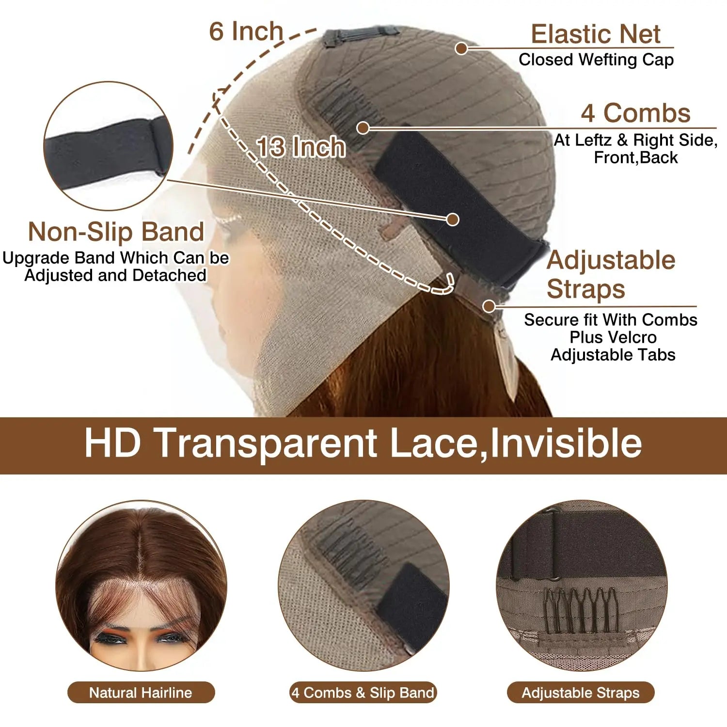 KLAMAN Chocolate Brown Bone Straight Wig | 30" 200% Density 13x6 HD Lace Front | Human Hair