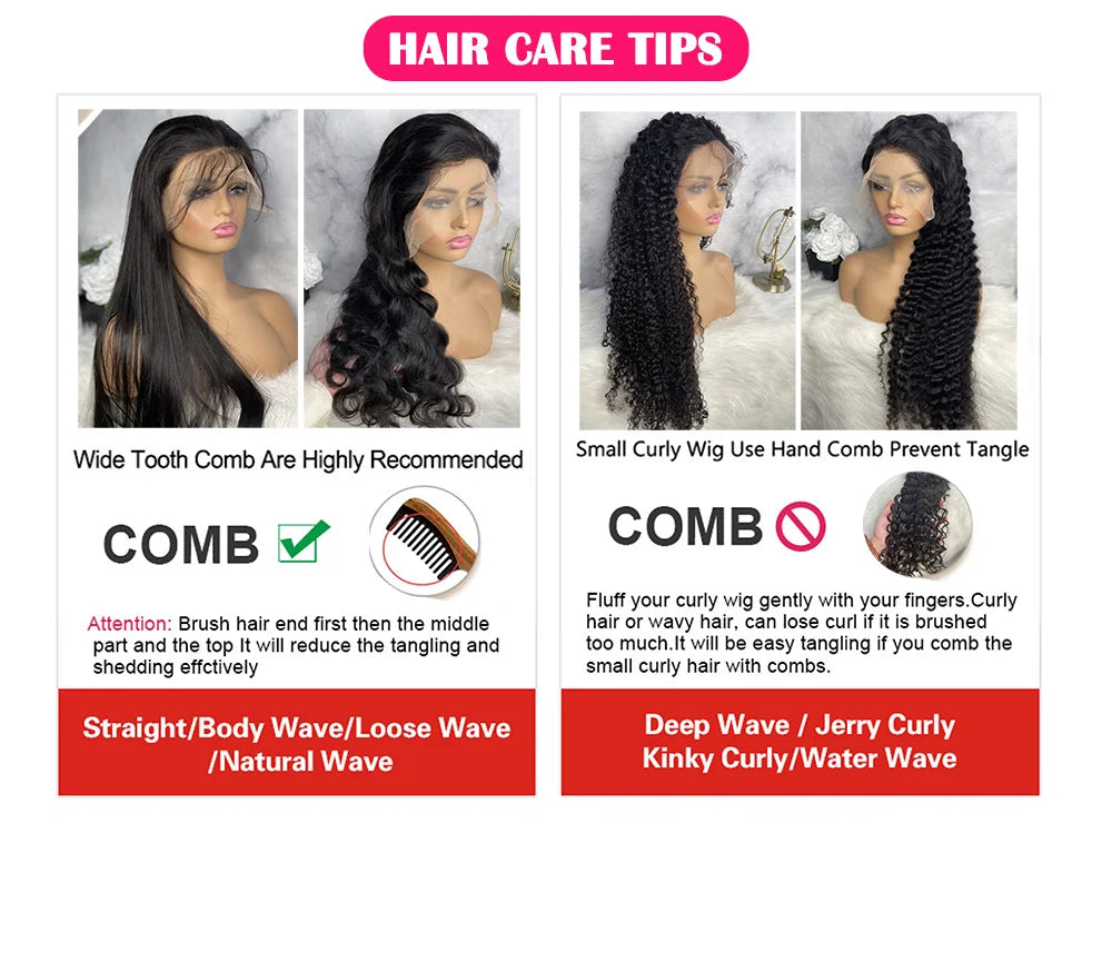 40 44 Inch Straight 100% Brazilian Human Hair Wigs 250 Density Bone Straight 13x4 13x6 HD Transparent Lace Front Wigs For Women