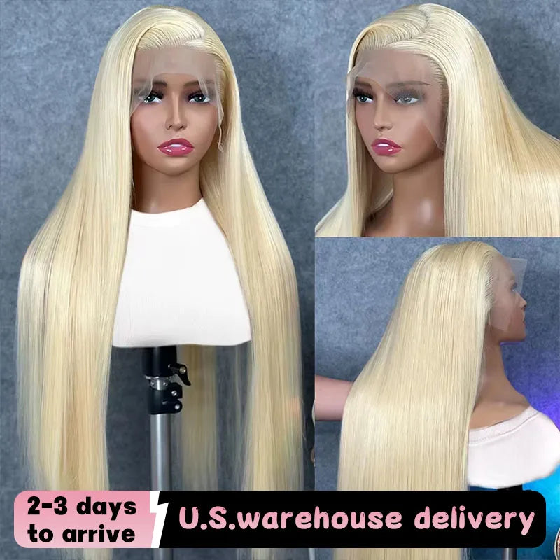 250% 40 Inch 613 Blonde Bone Straight Human Hair Wig Pre Plucked 13x6 Body Wave HD Lace Front Lace Frontal Wig Human Hair Wigs
